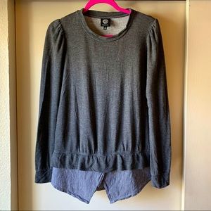 Bobeau puff sleeve pullover w/ built in shirttail